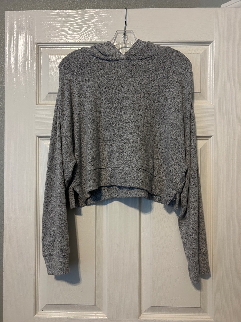Quince Heather Gray Knit Hoodie cropped